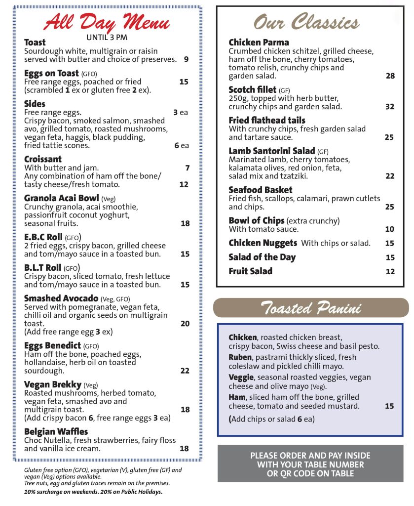 Menu Blairgowrie Cafe Home of the Ferger Burger