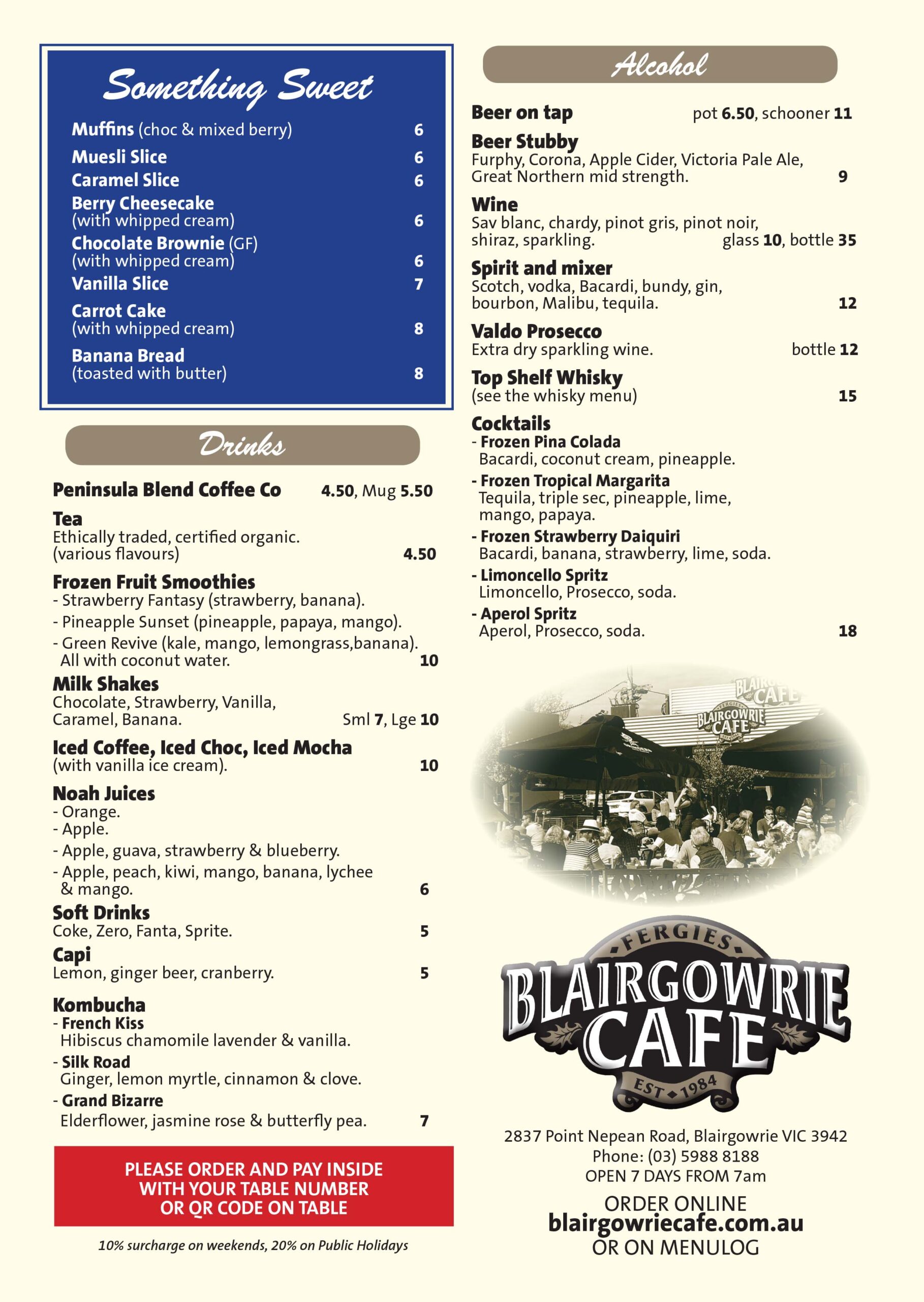 Blairgowrie Cafe menu